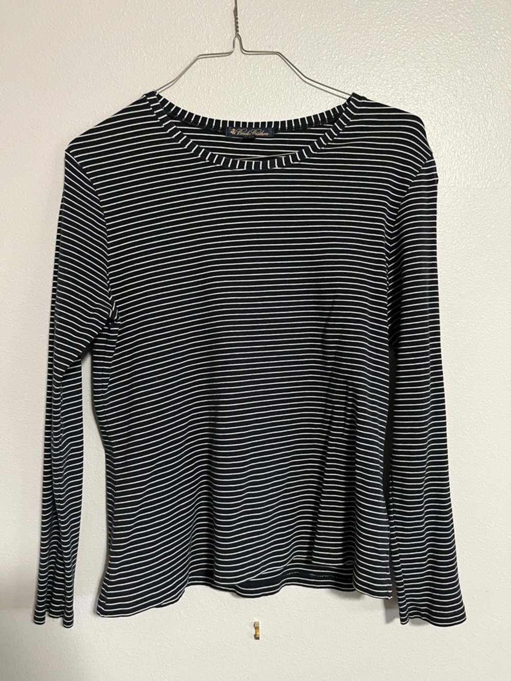 Brooks Brothers Black and White Striped Long-Sleeve Tee